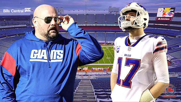 Giants coach Brian Daboll (L) and Josh Allen